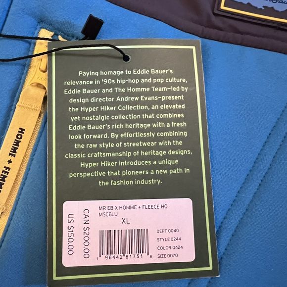 Homme Femme x Eddie Bauer Fleece Hoodie Jacket - Picture 3 of 7